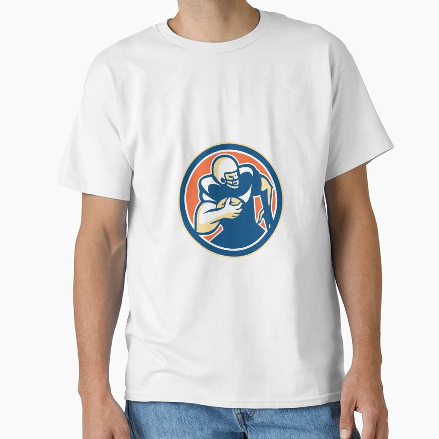 American Football Player Running Circle T-Shirt - Graphic Print Unisex - T-Shirt, Sweatshirt, Hoodie