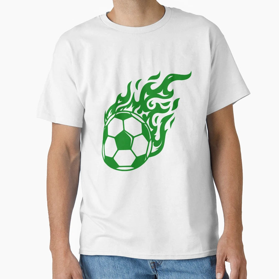 Football Green Fire Ball Football T-Shirt - Casual Everyday Wear Unisex - T-Shirt, Sweatshirt, Hoodie