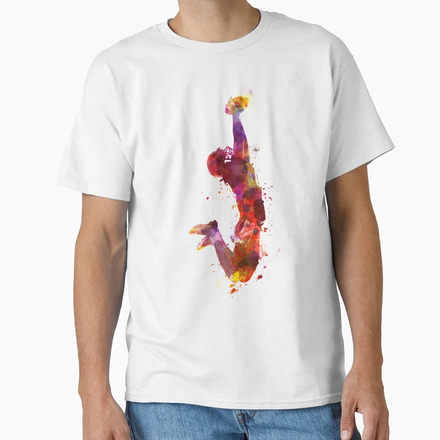 American Football Player Catching Ball T-Shirt - Novelty Apparel Men Women - T-Shirt, Sweatshirt, Hoodie