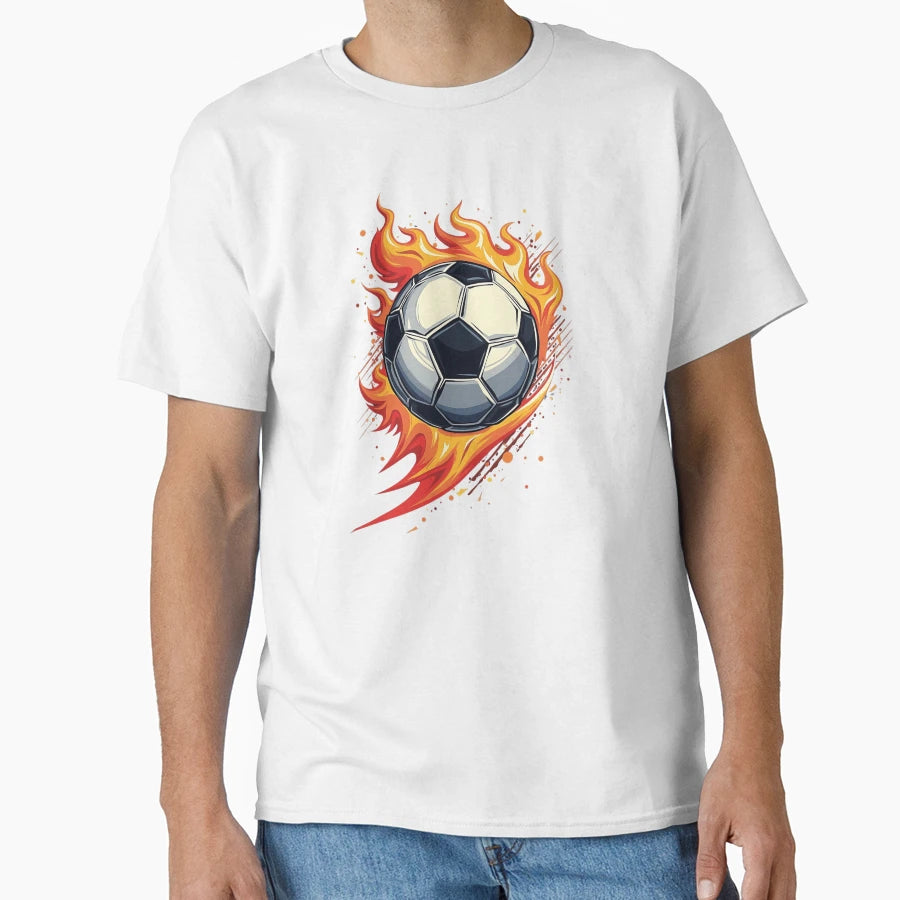 Fiery Soccer Ball Action T-Shirt - Fun Novelty Design Unisex - T-Shirt, Sweatshirt, Hoodie