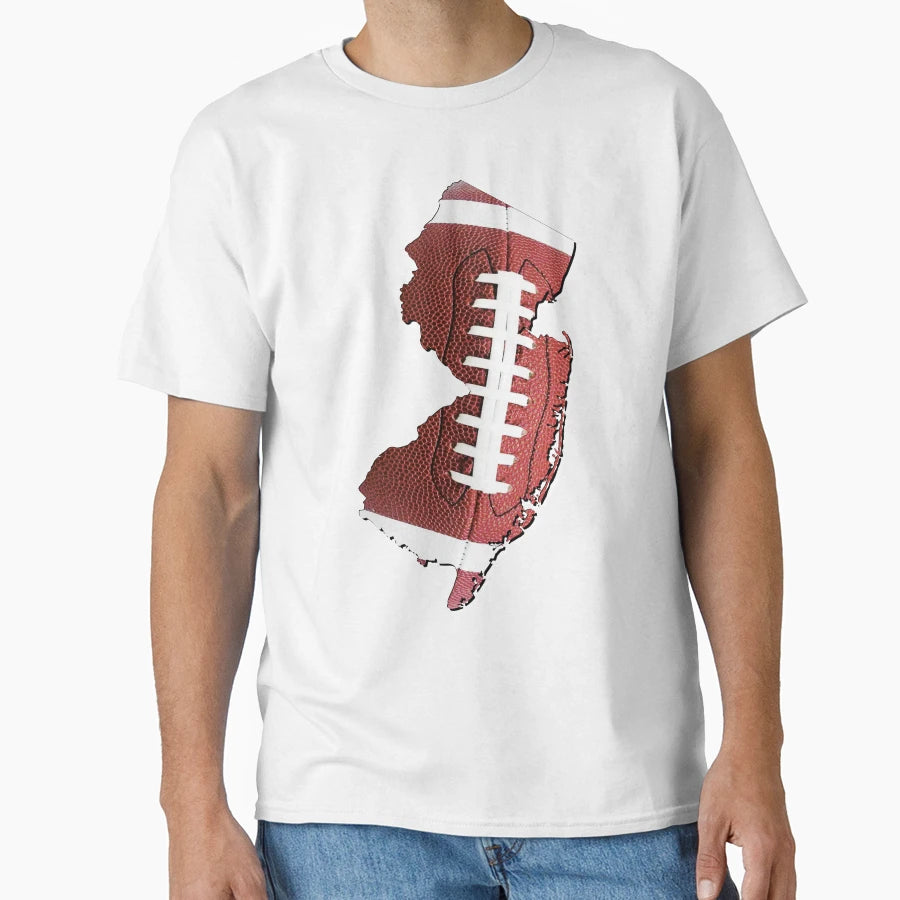 New Jersey Usa Map Real Football T-Shirt - Graphic Print for Adults - T-Shirt, Sweatshirt, Hoodie