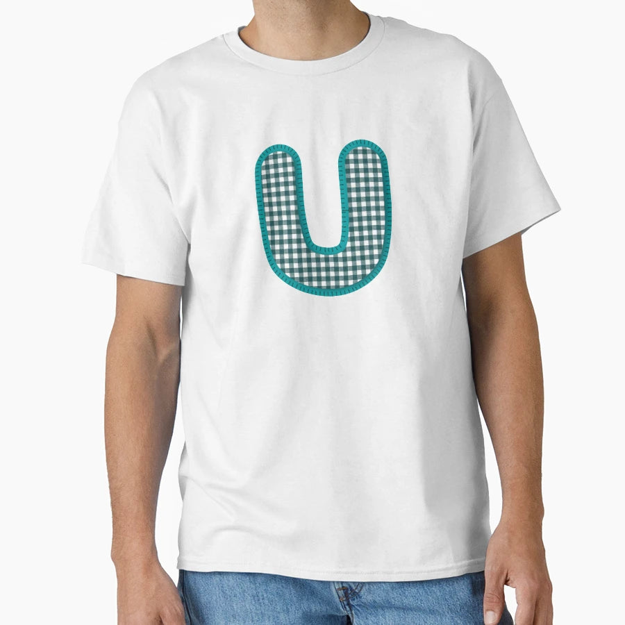 Fabric Alphabet Letter U T-Shirt - Casual Everyday Wear Unisex - T-Shirt, Sweatshirt, Hoodie