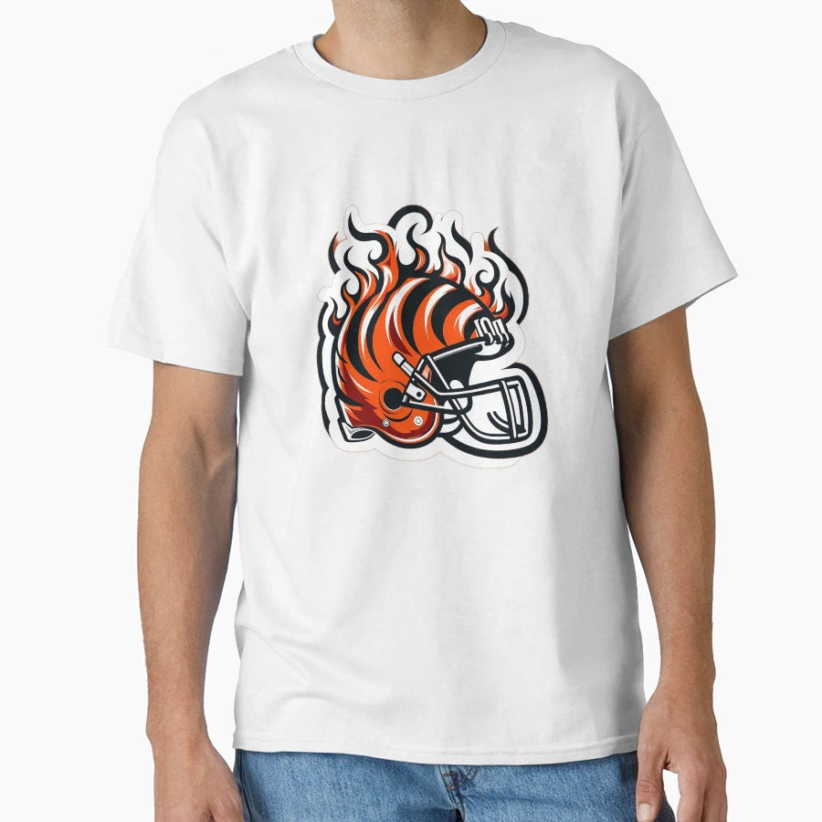 Cincinnati Flame Helmet T-Shirt - Unique Graphic Unisex - T-Shirt, Sweatshirt, Hoodie