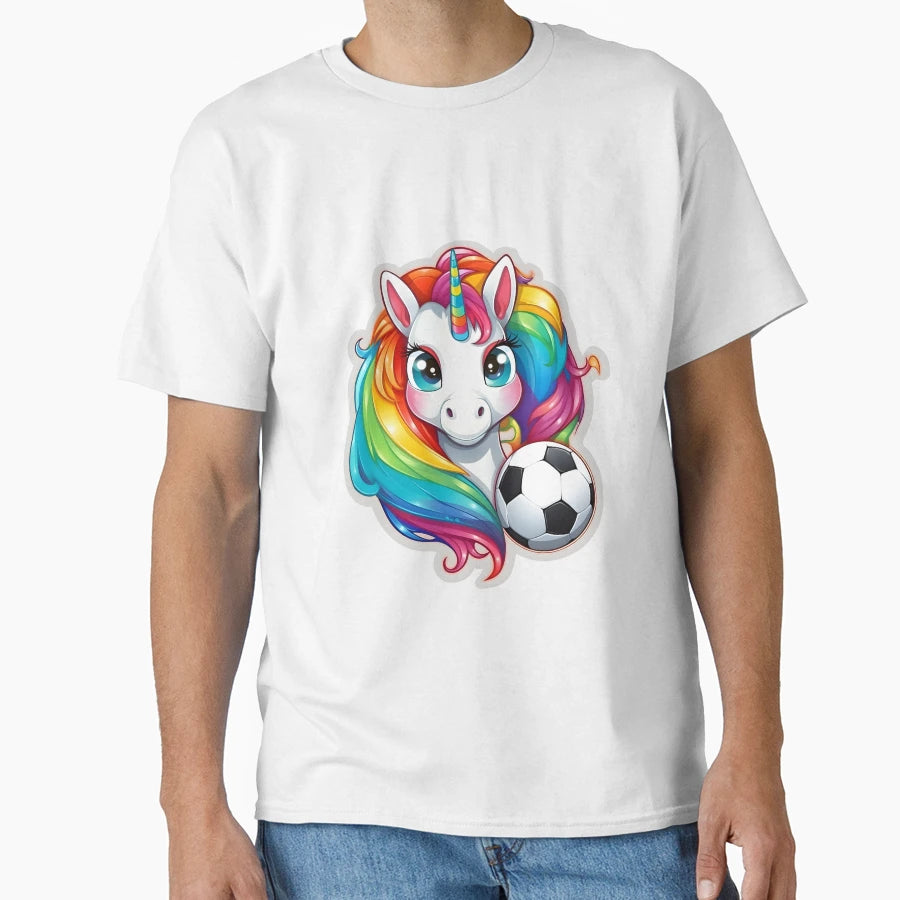 Rainbow Unicorn Soccer Lgbt Pride T-Shirt - Trendy Graphic for Adults - T-Shirt, Sweatshirt, Hoodie