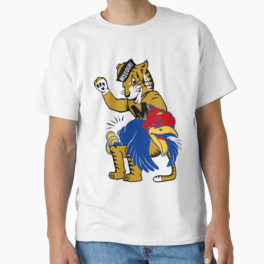 M U Tiger Vs K U Jayhawk Spanking T-Shirt - Graphic Print Unisex - T-Shirt, Sweatshirt, Hoodie