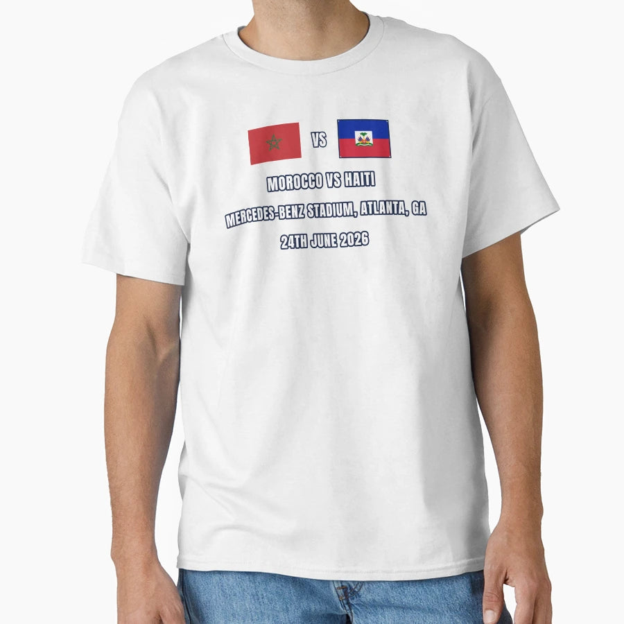 Morocco Vs Haiti 24 June 2026 Football T-Shirt - Graphic Print Unisex - T-Shirt, Sweatshirt, Hoodie