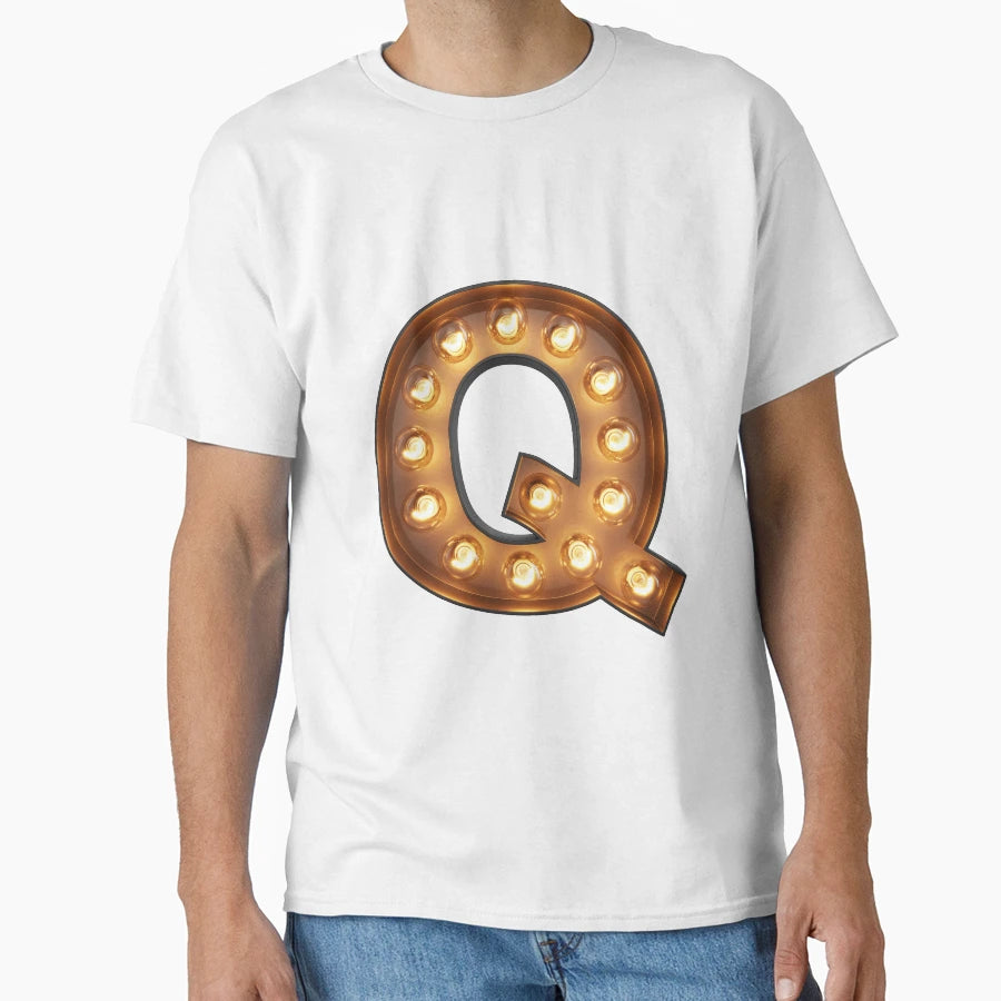 Q Initial Neon Light T-Shirt - Unique Graphic Men Women - T-Shirt, Sweatshirt, Hoodie