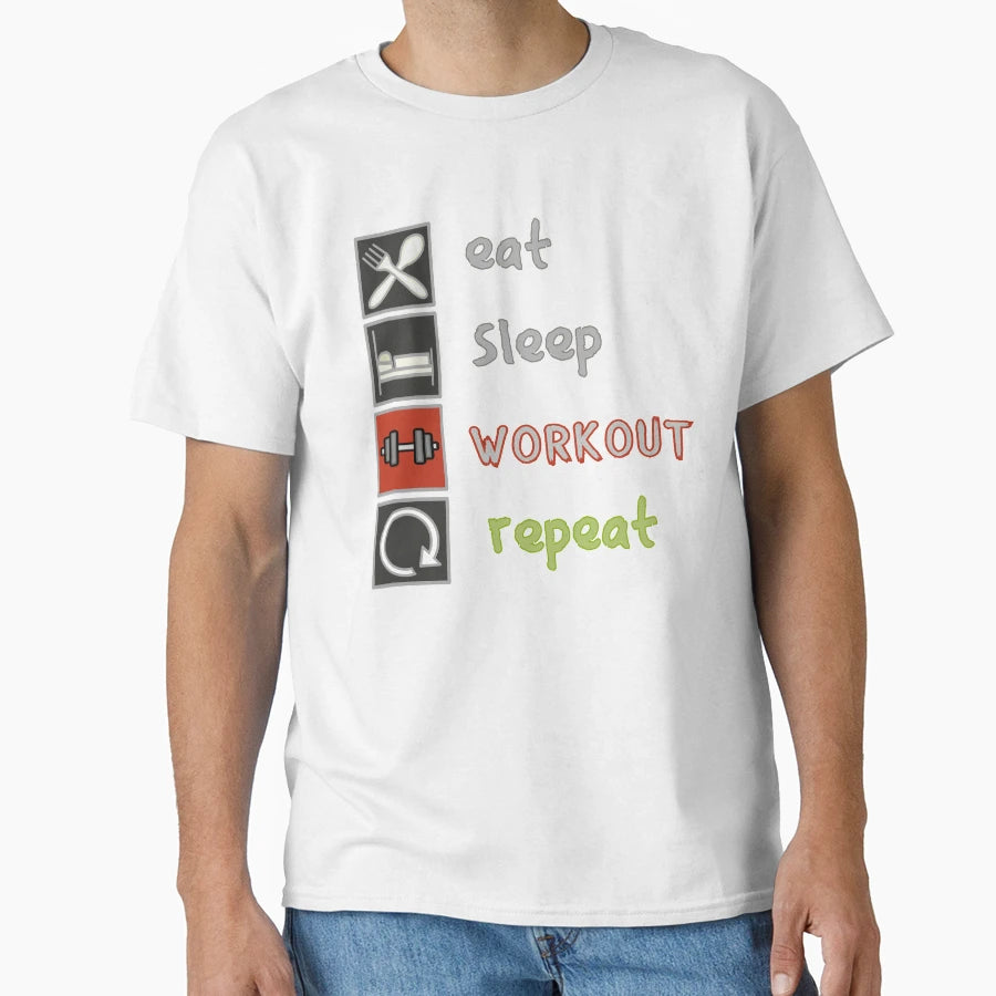 Eat Sleep Workout Repeat Army Green T-Shirt - Minimalist Print for Adults - T-Shirt, Sweatshirt, Hoodie