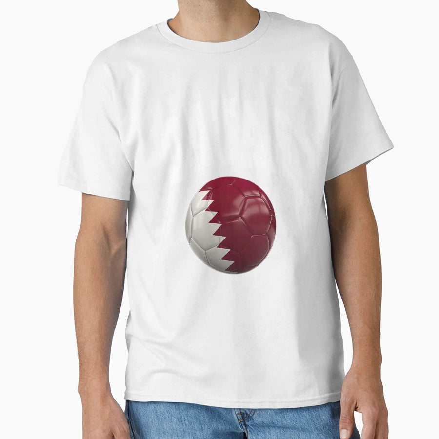 Qatar Football Ball Flag T-Shirt - Minimalist Print Unisex - T-Shirt, Sweatshirt, Hoodie