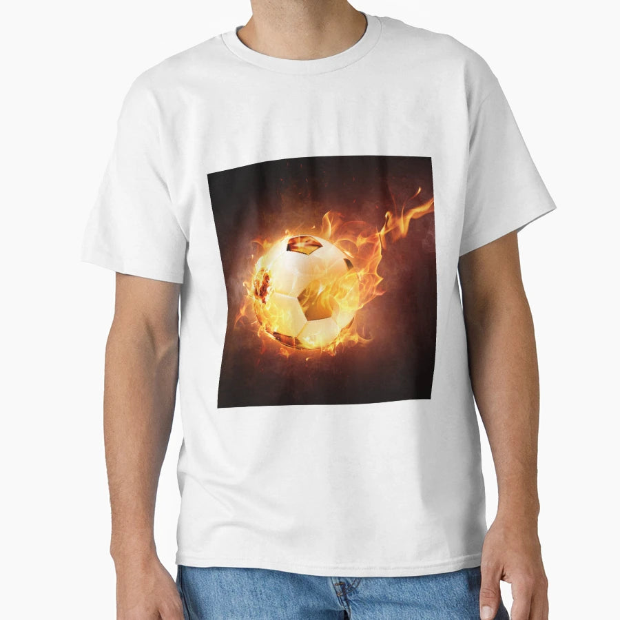 Flaming Soccer Ball T-Shirt - Novelty Apparel for Adults - T-Shirt, Sweatshirt, Hoodie