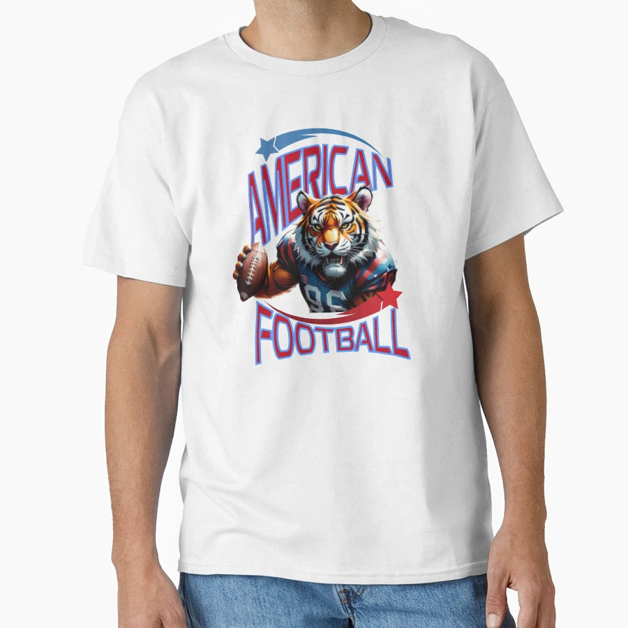 Tiger Playing American Football T-Shirt - Unique Graphic Unisex - T-Shirt, Sweatshirt, Hoodie