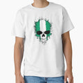 Chaotic Nigerian Flag Splatter Skull T-Shirt - Aesthetic Graphic Unisex - T-Shirt, Sweatshirt, Hoodie
