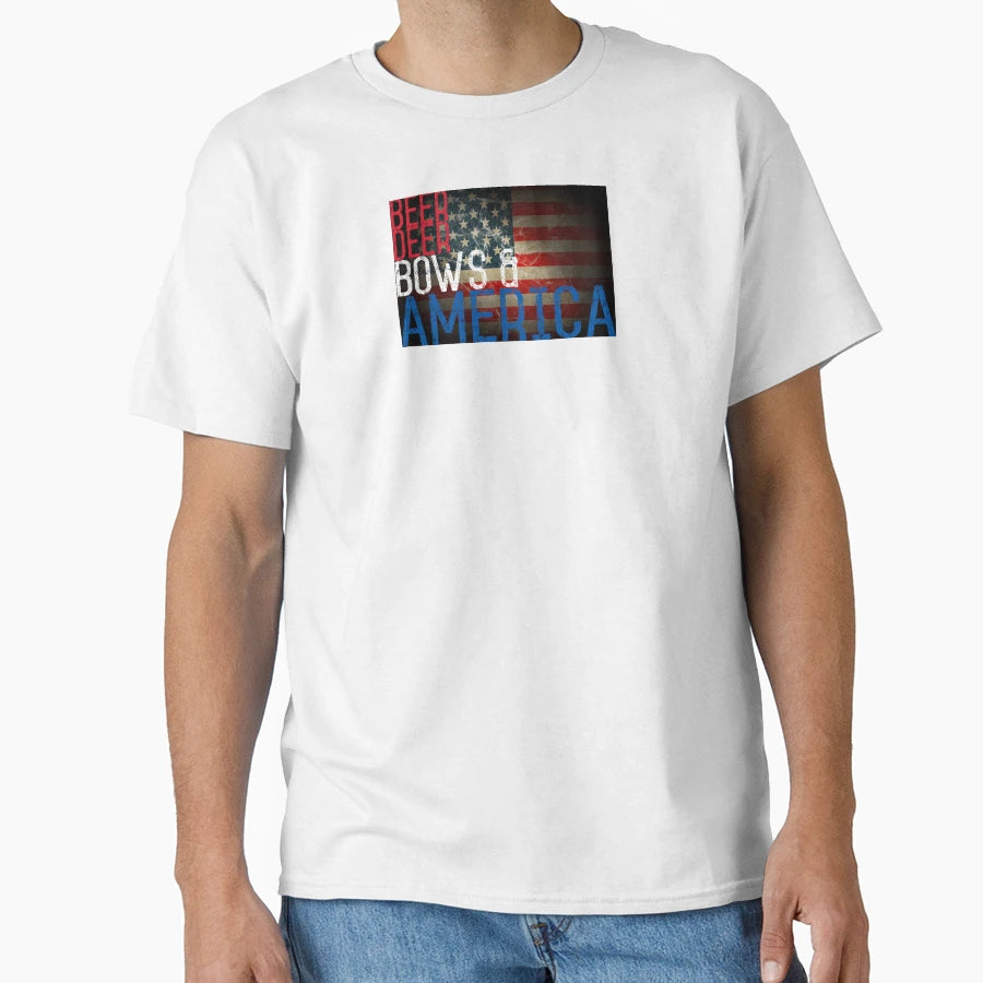 Beer Deer Bows And America T-Shirt - Novelty Apparel for Adults - T-Shirt, Sweatshirt, Hoodie