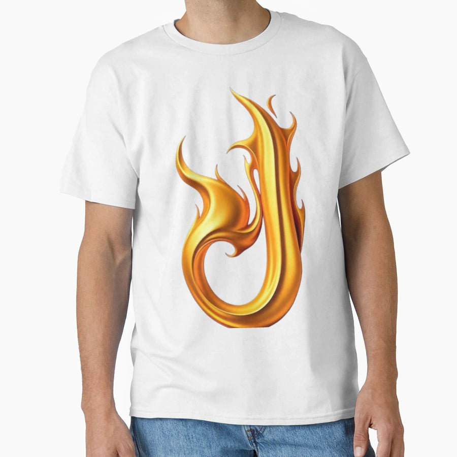 Golden Flame Letter I Luxury 3D Alphabet T-Shirt - Unique Graphic Unisex - T-Shirt, Sweatshirt, Hoodie
