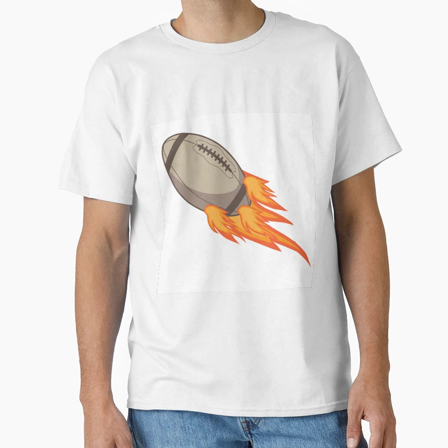 Flaming Football T-Shirt - Minimalist Print Men Women - T-Shirt, Sweatshirt, Hoodie