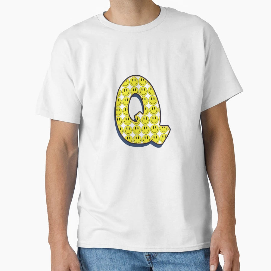 Letter Q Smile T-Shirt - Casual Everyday Wear Men Women - T-Shirt, Sweatshirt, Hoodie