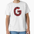 Letter G Red Black Plaid Buffalo T-Shirt - Fun Novelty Design for Adults - T-Shirt, Sweatshirt, Hoodie
