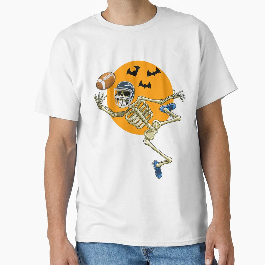American Football Skeleton Halloween T-Shirt - Graphic Print Unisex - T-Shirt, Sweatshirt, Hoodie