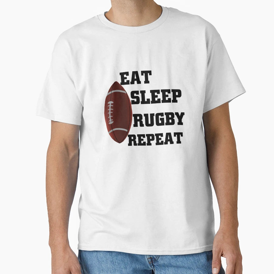 Eat Sleep Rugby Repeat 8 T-Shirt - Unique Graphic Unisex - T-Shirt, Sweatshirt, Hoodie
