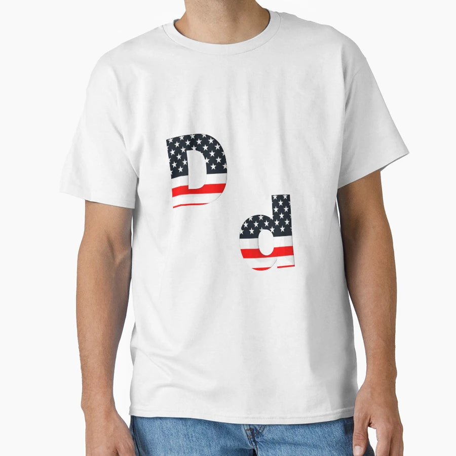 Alphabet Usa D T-Shirt - Custom Art Print Men Women - T-Shirt, Sweatshirt, Hoodie