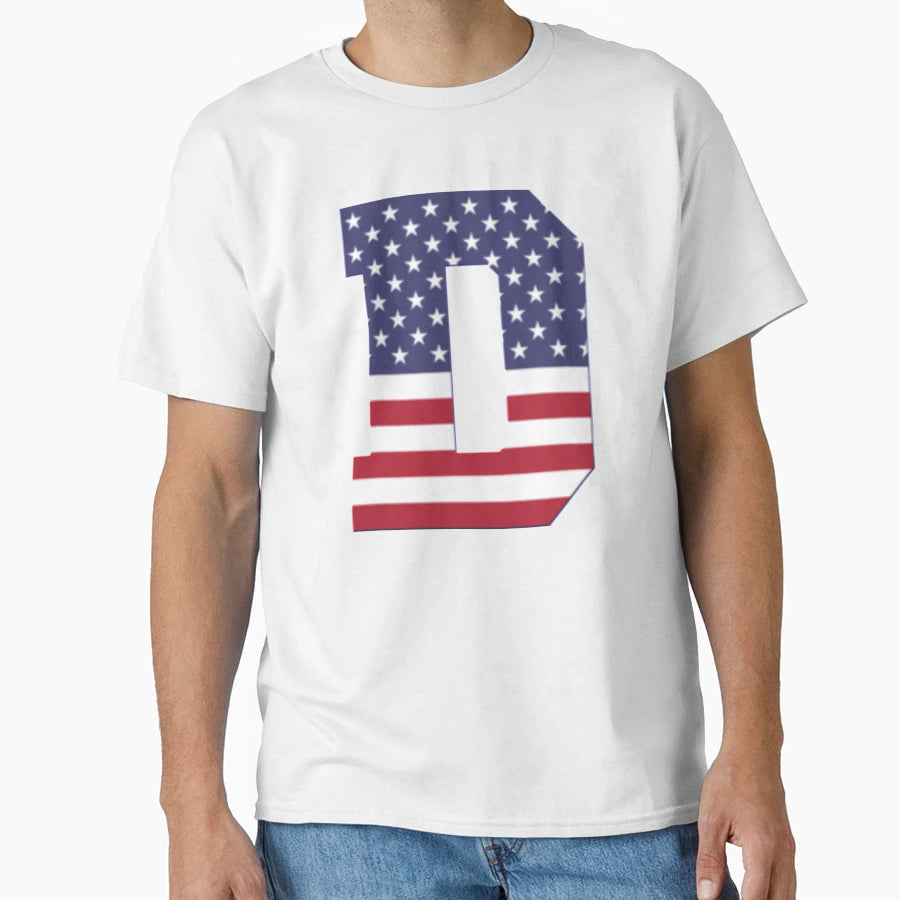 Monogram D Red Blue And White T-Shirt - Custom Art Print for Adults - T-Shirt, Sweatshirt, Hoodie