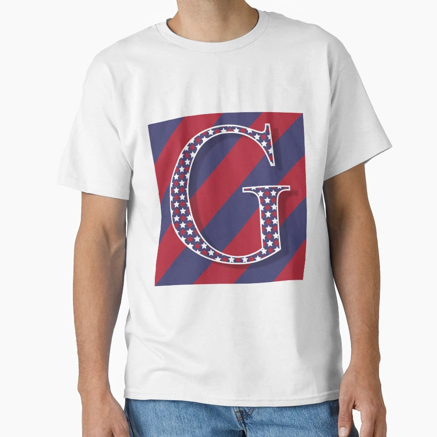 Letter G Americana Old Glory Red And T-Shirt - Minimalist Print for Adults - T-Shirt, Sweatshirt, Hoodie