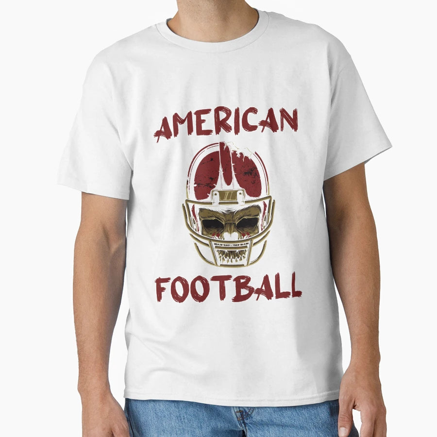American Football Usa Skull Football T-Shirt - Trendy Graphic for Adults - T-Shirt, Sweatshirt, Hoodie