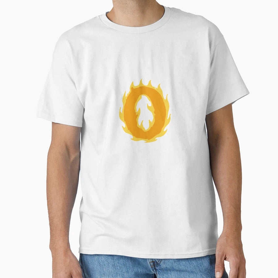 Fire Letter O Typography Flaming T-Shirt - Novelty Apparel for Adults - T-Shirt, Sweatshirt, Hoodie