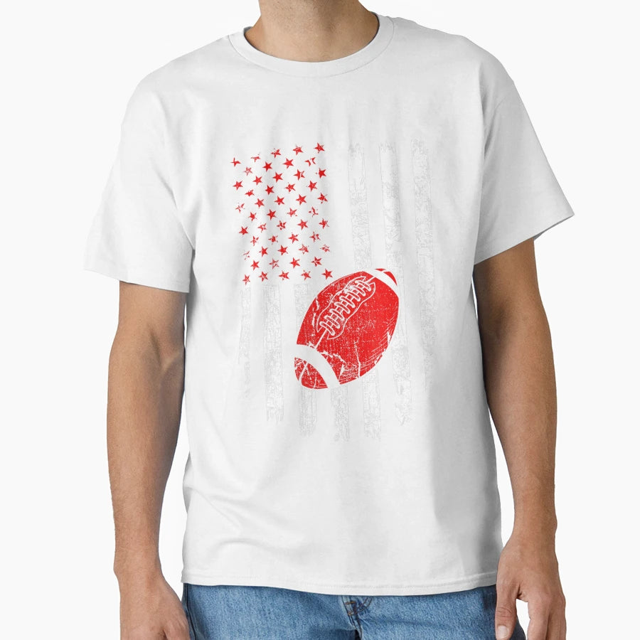 American Flag Football Usa Patriotic T-Shirt - Minimalist Print Men Women - T-Shirt, Sweatshirt, Hoodie