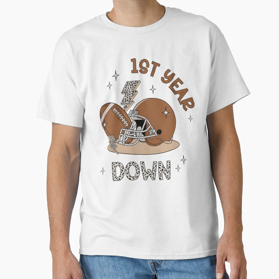 1St Year Down Football Themed T-Shirt - Aesthetic Graphic for Adults - T-Shirt, Sweatshirt, Hoodie