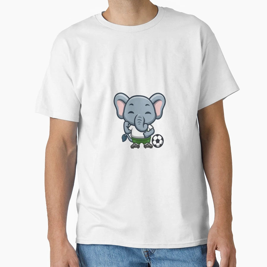 Elephant Football Cartoon T-Shirt - Fun Novelty Design Unisex - T-Shirt, Sweatshirt, Hoodie