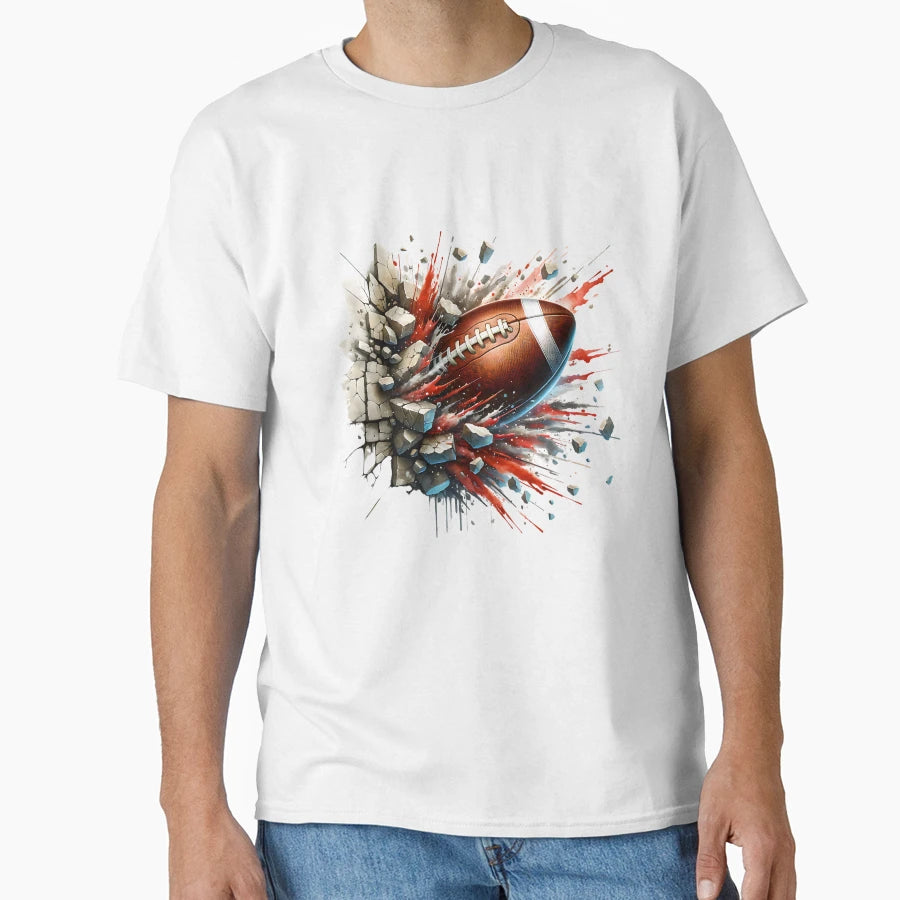 Fiery Football Smash Game Day Gear T-Shirt - Unique Graphic for Adults - T-Shirt, Sweatshirt, Hoodie