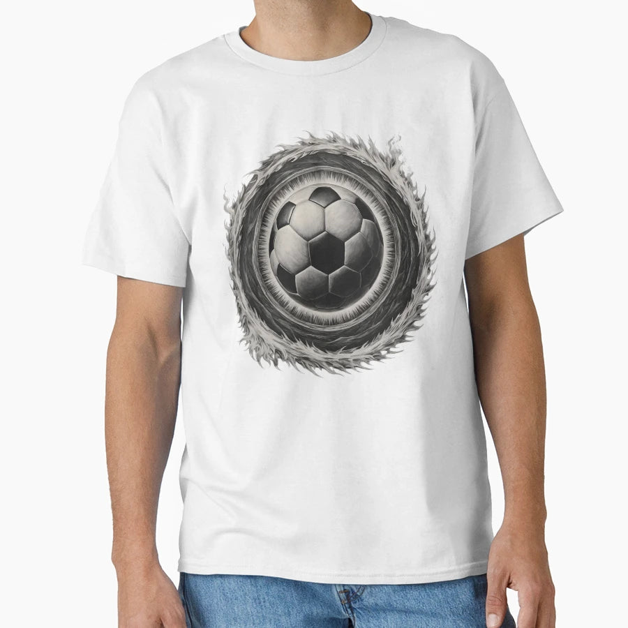 Soccer Ball Charcoal Drawing T-Shirt - Graphic Print for Adults - T-Shirt, Sweatshirt, Hoodie