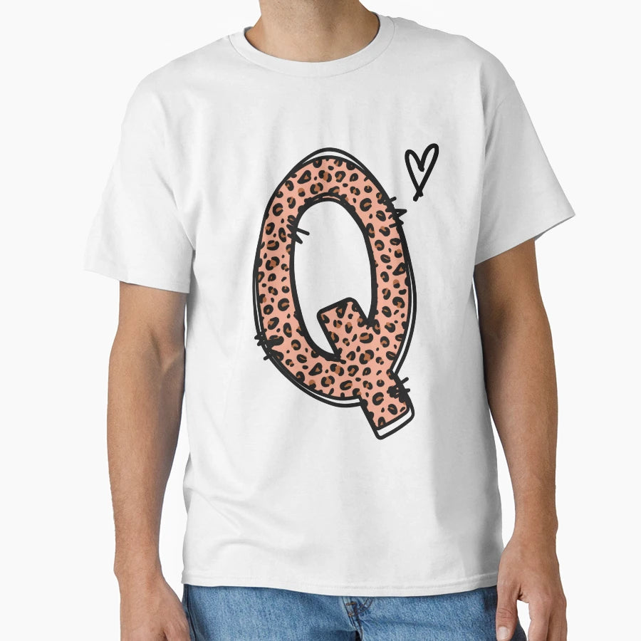 Monogram Letter Q Leopard T-Shirt - Graphic Print Men Women - T-Shirt, Sweatshirt, Hoodie