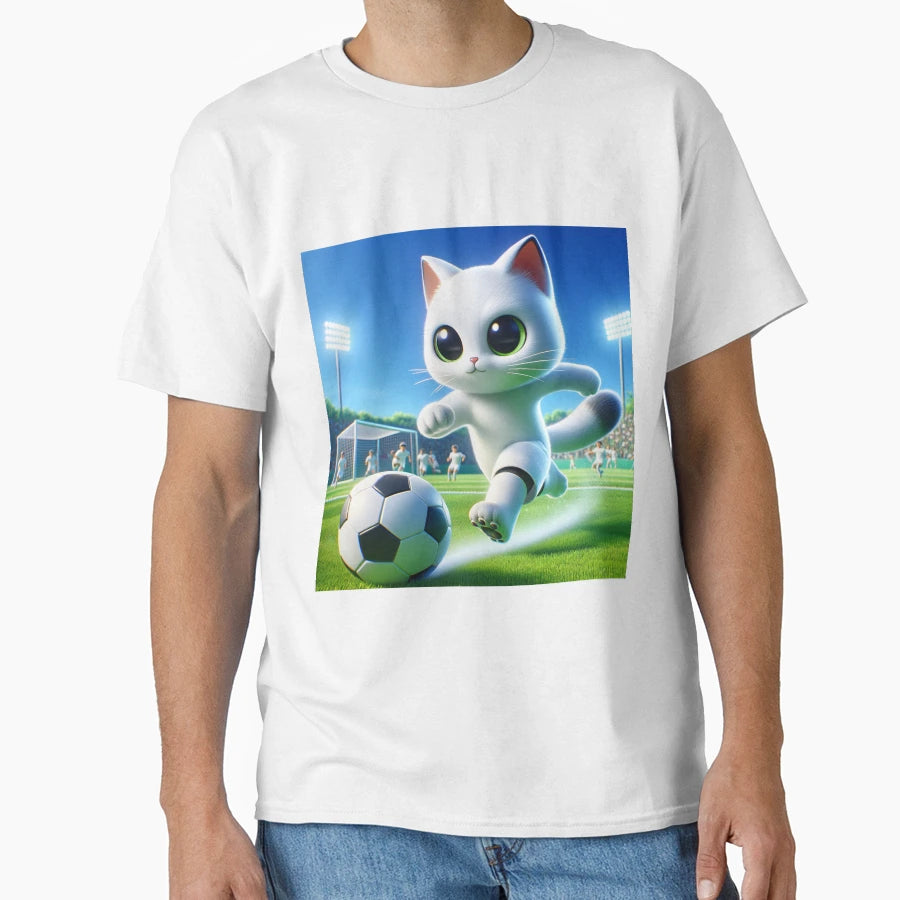 Soccer Cat T-Shirt - Custom Art Print Unisex - T-Shirt, Sweatshirt, Hoodie