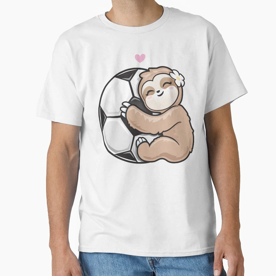 Soccer Sloth Loves Football T-Shirt - Minimalist Print Unisex - T-Shirt, Sweatshirt, Hoodie