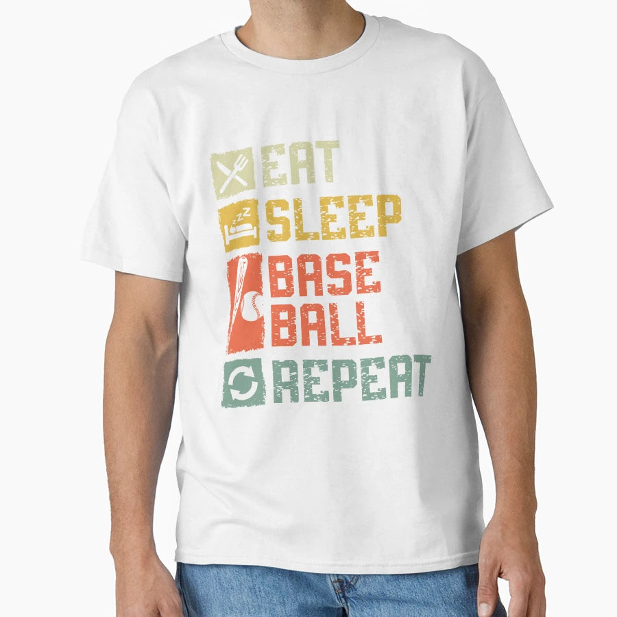 Eat Sleep Baseball Repeat Baseball T-Shirt - Unique Graphic for Adults - T-Shirt, Sweatshirt, Hoodie