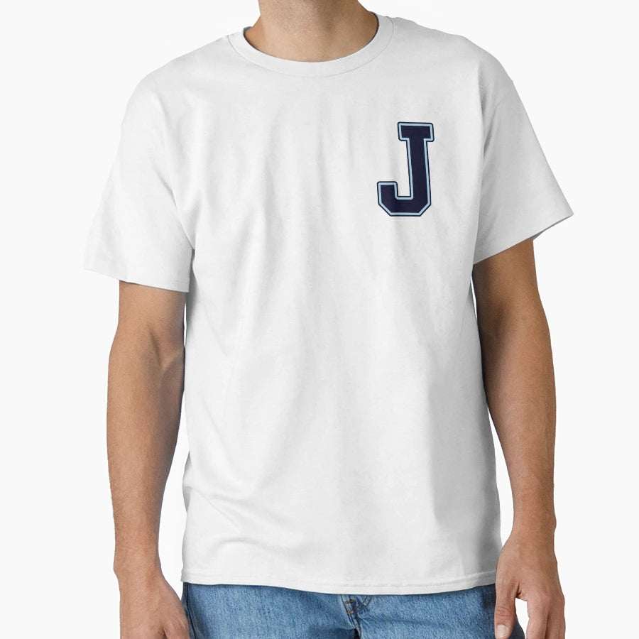 Navy Blue Letter J Initial Monogram T-Shirt - Streetwear Style for Adults - T-Shirt, Sweatshirt, Hoodie