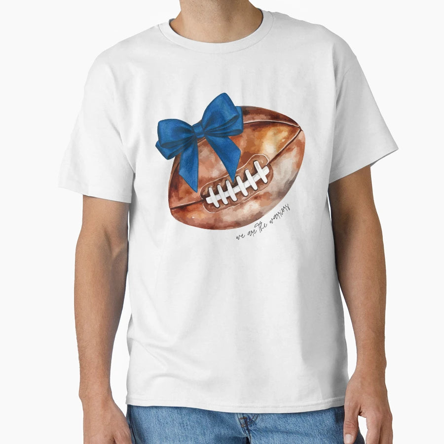 Football Mom Blue Coquette Bows Rugby T-Shirt - Fun Novelty Design Unisex - T-Shirt, Sweatshirt, Hoodie