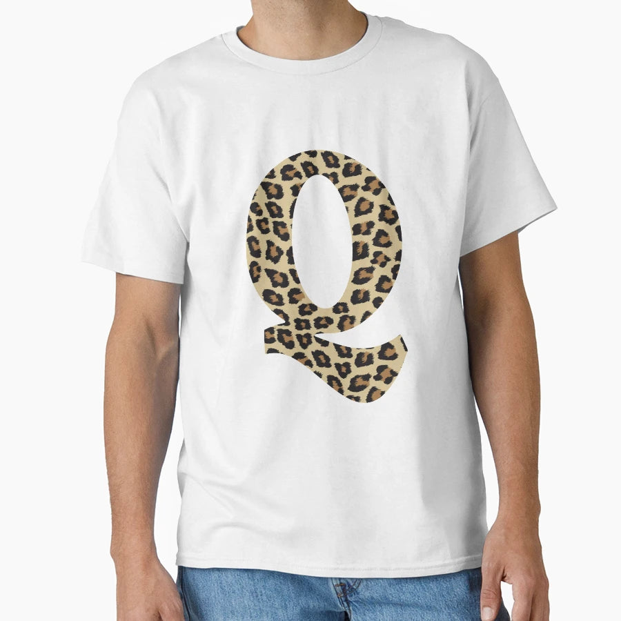 Letter Q Leopard Cheetah Monogram T-Shirt - Unique Graphic Men Women - T-Shirt, Sweatshirt, Hoodie
