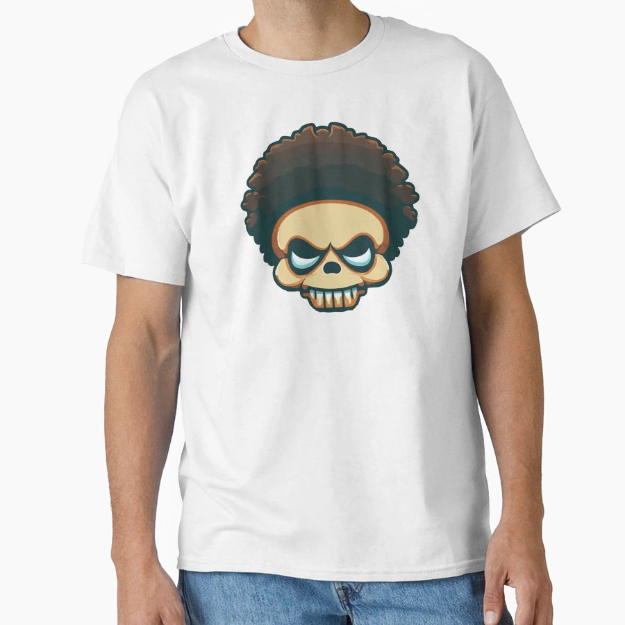 Skull Afro Hairstyle T-Shirt - Casual Everyday Wear for Adults - T-Shirt, Sweatshirt, Hoodie