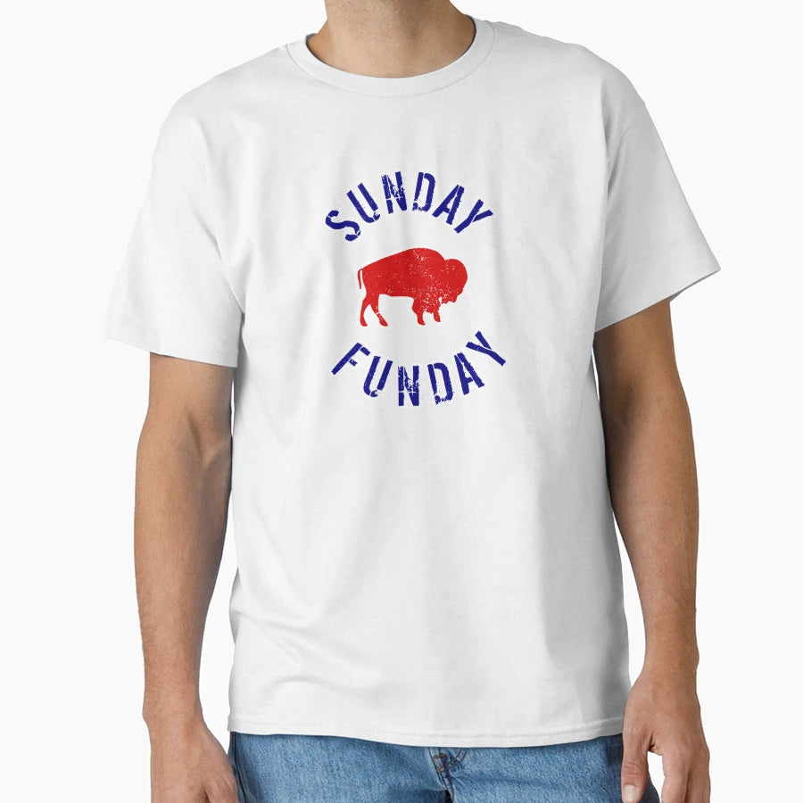 Buffalo Football Sunday Funday T-Shirt - Fun Novelty Design Men Women - T-Shirt, Sweatshirt, Hoodie
