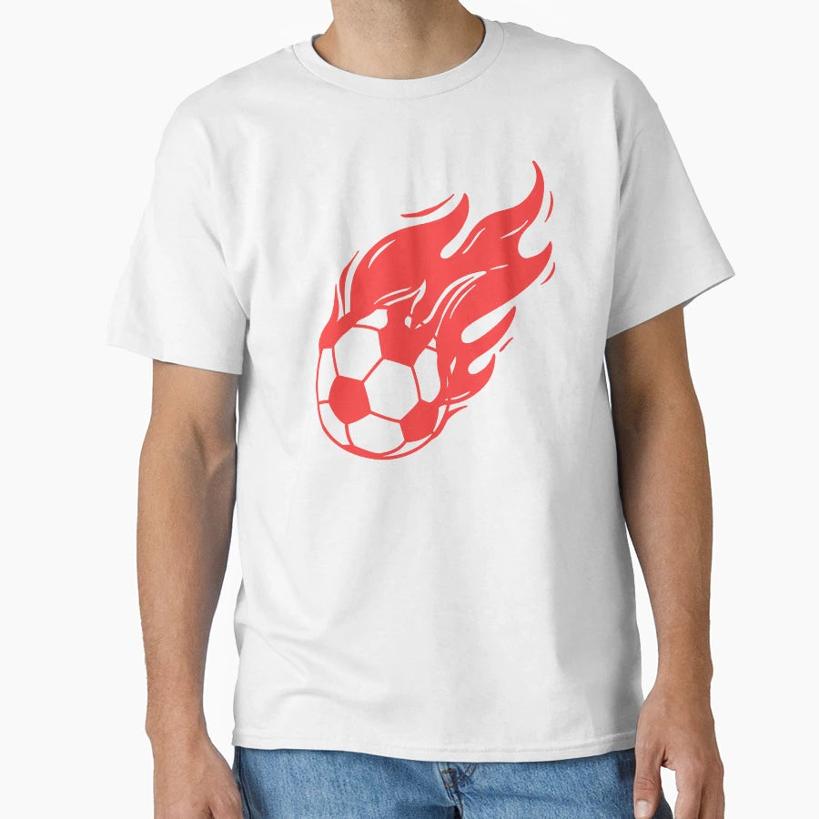 Soccer Ball Fire Red Soccer Ball And T-Shirt - Casual Everyday Wear Unisex - T-Shirt, Sweatshirt, Hoodie