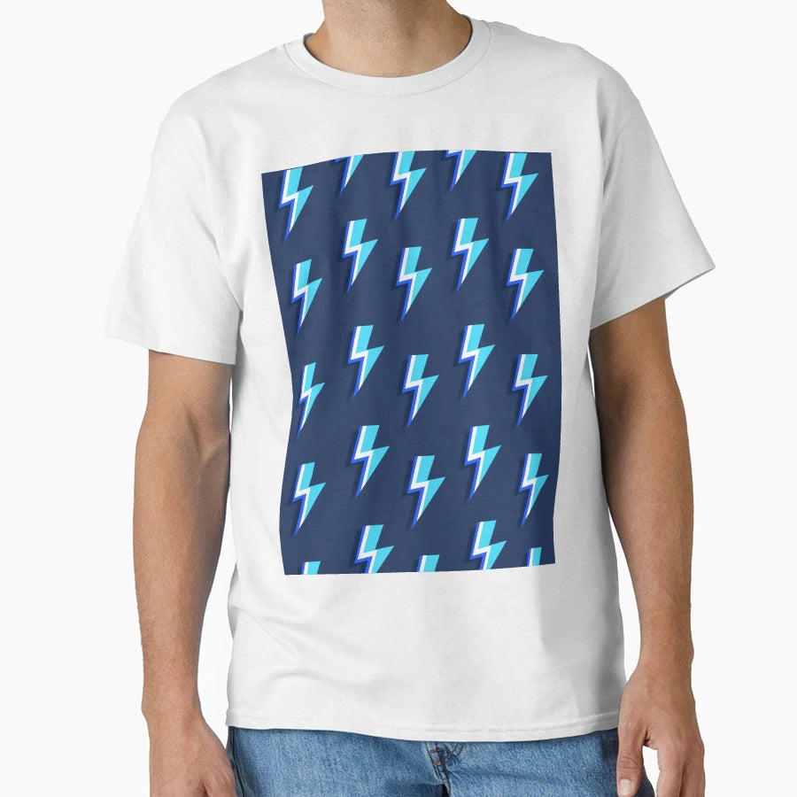 Blue Lightning Bolts Pattern T-Shirt - Trendy Graphic Men Women - T-Shirt, Sweatshirt, Hoodie
