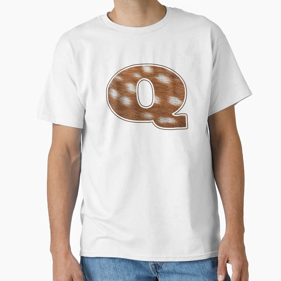 Deer Fur Texture Letter Q T-Shirt - Unique Graphic Unisex - T-Shirt, Sweatshirt, Hoodie