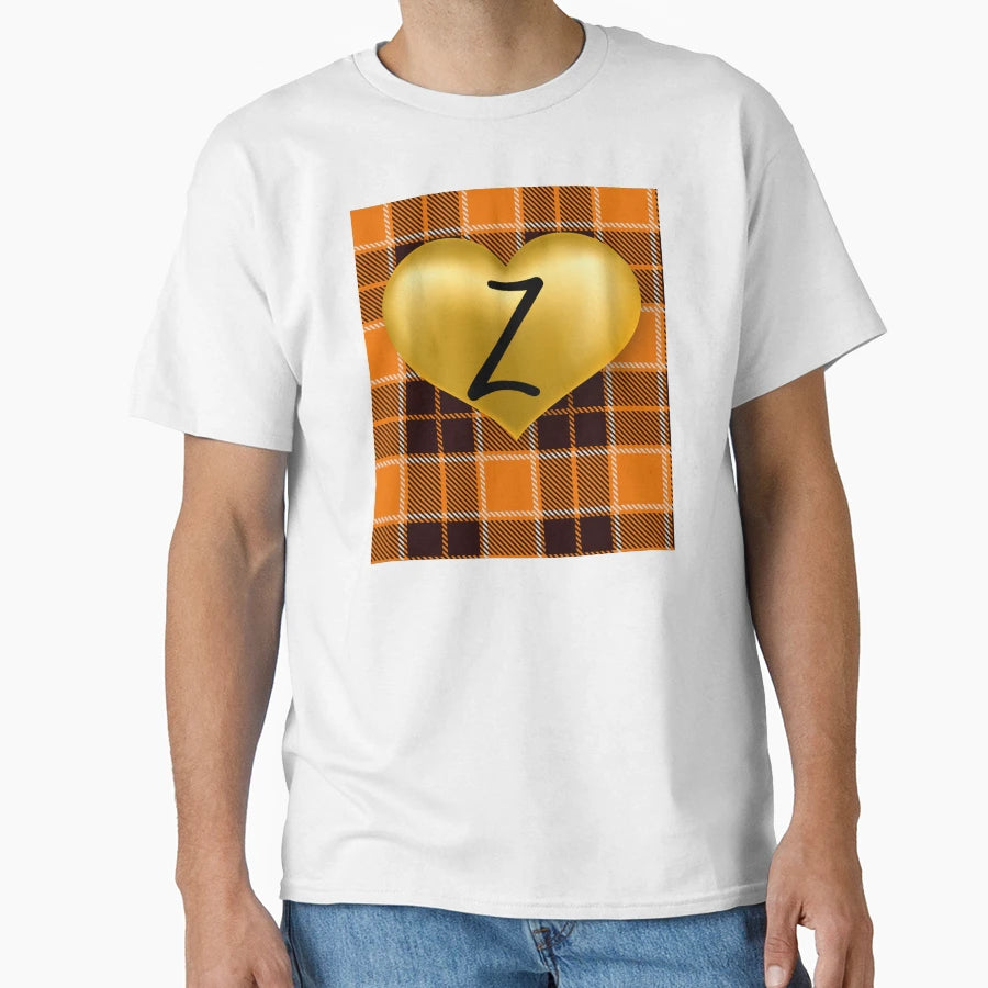Abstract Warm Plaid Puff Gold Heart T-Shirt - Custom Art Print Men Women - T-Shirt, Sweatshirt, Hoodie