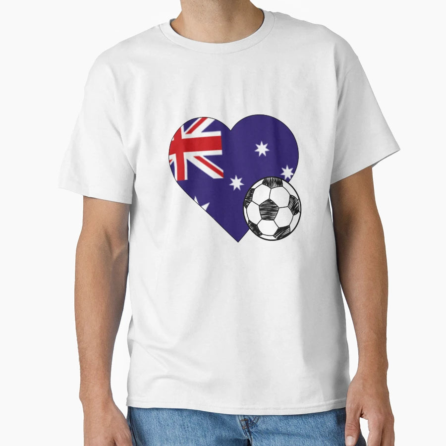Australia Soccer Heart T-Shirt - Aesthetic Graphic for Adults - T-Shirt, Sweatshirt, Hoodie