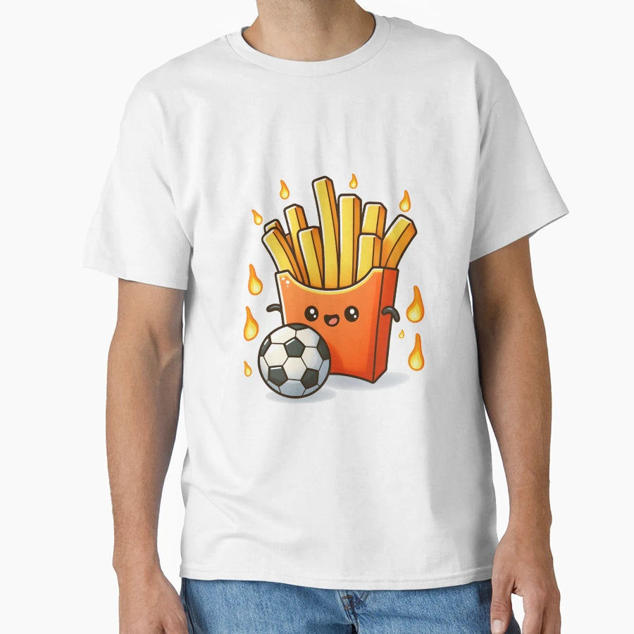 Kawaii French Fries Soccer Ball T-Shirt - Aesthetic Graphic for Adults - T-Shirt, Sweatshirt, Hoodie