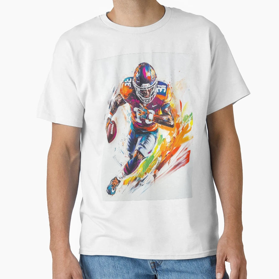 American Footballer Vibrant Colours T-Shirt - Novelty Apparel for Adults - T-Shirt, Sweatshirt, Hoodie