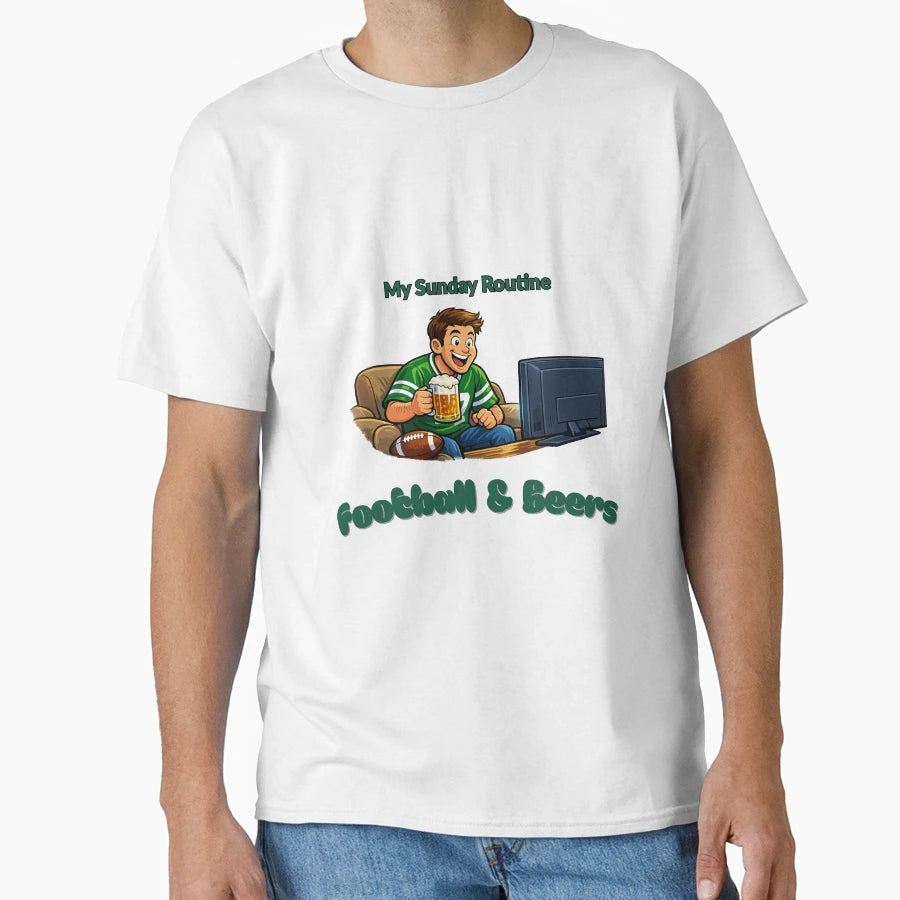New York Jets My Sunday Routine T-Shirt - Novelty Apparel for Adults - T-Shirt, Sweatshirt, Hoodie